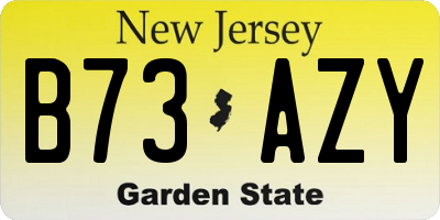 NJ license plate B73AZY