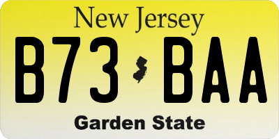 NJ license plate B73BAA
