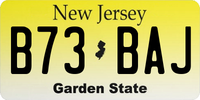 NJ license plate B73BAJ