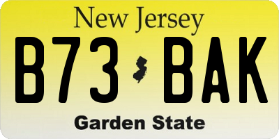 NJ license plate B73BAK
