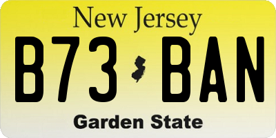 NJ license plate B73BAN