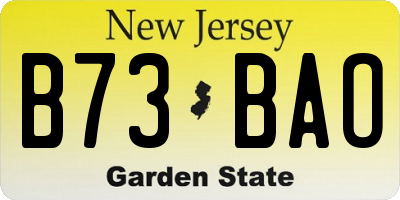 NJ license plate B73BAO