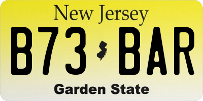 NJ license plate B73BAR