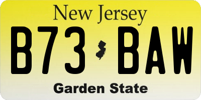 NJ license plate B73BAW
