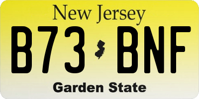 NJ license plate B73BNF