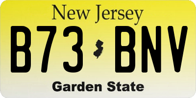 NJ license plate B73BNV
