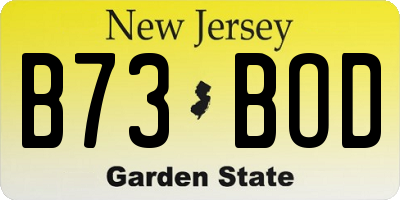 NJ license plate B73BOD