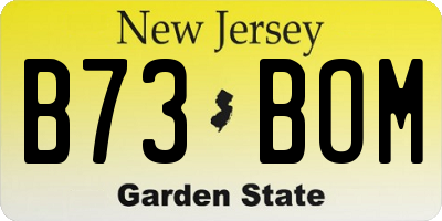 NJ license plate B73BOM