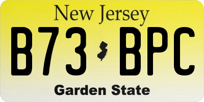 NJ license plate B73BPC