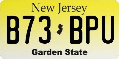 NJ license plate B73BPU