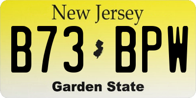 NJ license plate B73BPW