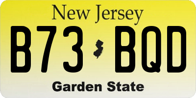 NJ license plate B73BQD