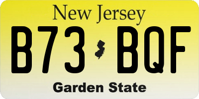 NJ license plate B73BQF