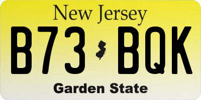 NJ license plate B73BQK