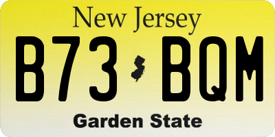 NJ license plate B73BQM