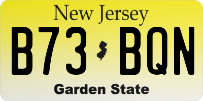 NJ license plate B73BQN