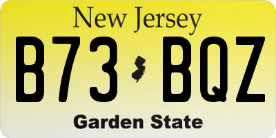 NJ license plate B73BQZ