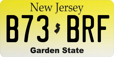 NJ license plate B73BRF