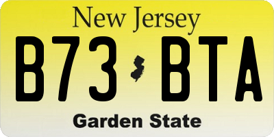 NJ license plate B73BTA