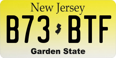 NJ license plate B73BTF