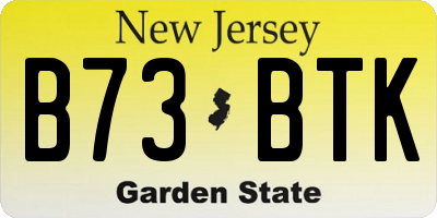 NJ license plate B73BTK