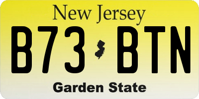 NJ license plate B73BTN