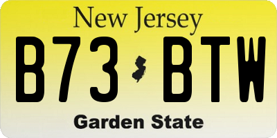 NJ license plate B73BTW