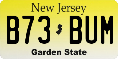 NJ license plate B73BUM