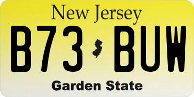 NJ license plate B73BUW