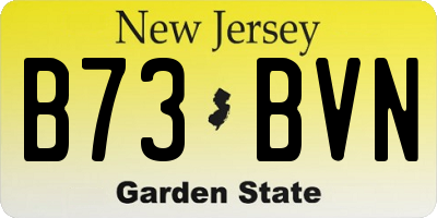 NJ license plate B73BVN