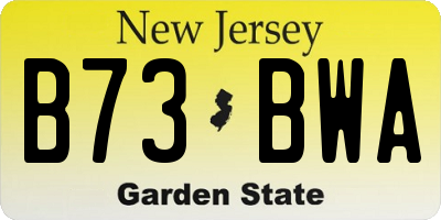 NJ license plate B73BWA