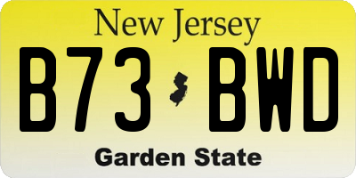 NJ license plate B73BWD