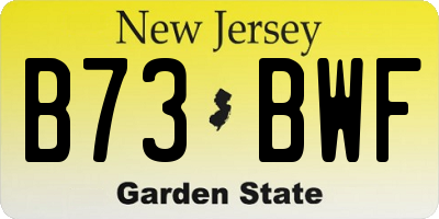 NJ license plate B73BWF