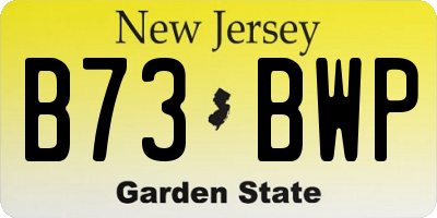 NJ license plate B73BWP