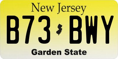 NJ license plate B73BWY