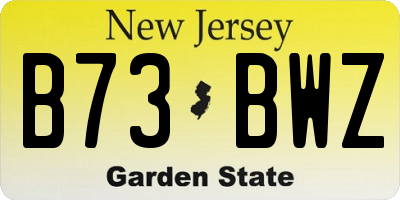 NJ license plate B73BWZ