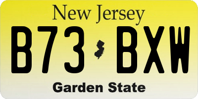 NJ license plate B73BXW