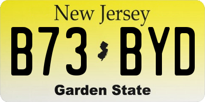 NJ license plate B73BYD