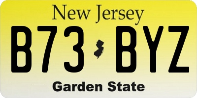 NJ license plate B73BYZ