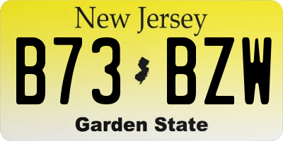 NJ license plate B73BZW