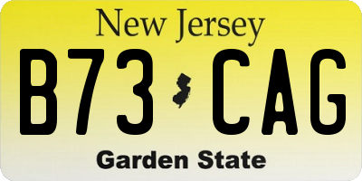 NJ license plate B73CAG