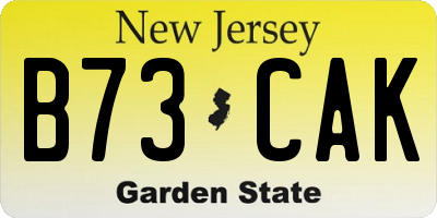 NJ license plate B73CAK