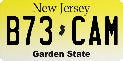 NJ license plate B73CAM