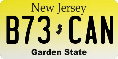 NJ license plate B73CAN