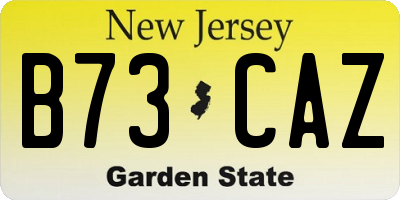 NJ license plate B73CAZ