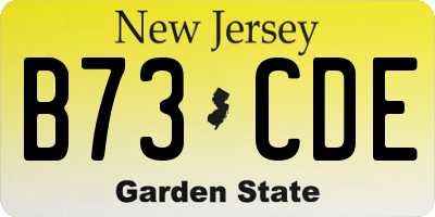NJ license plate B73CDE
