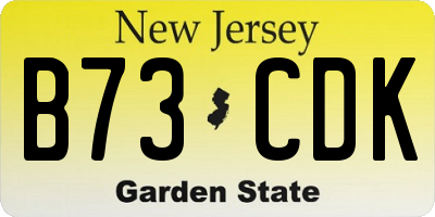 NJ license plate B73CDK