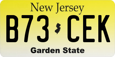 NJ license plate B73CEK