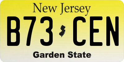 NJ license plate B73CEN