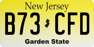NJ license plate B73CFD